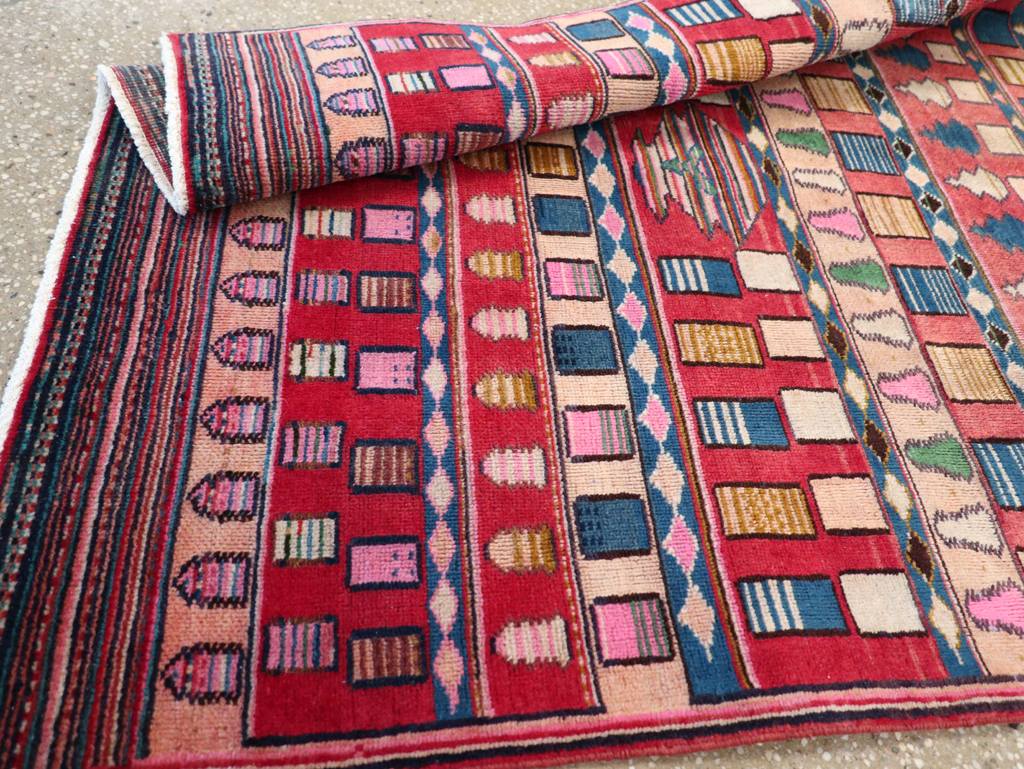 Vintage Persian Mashad Throw Rug, No.28067 - Staging