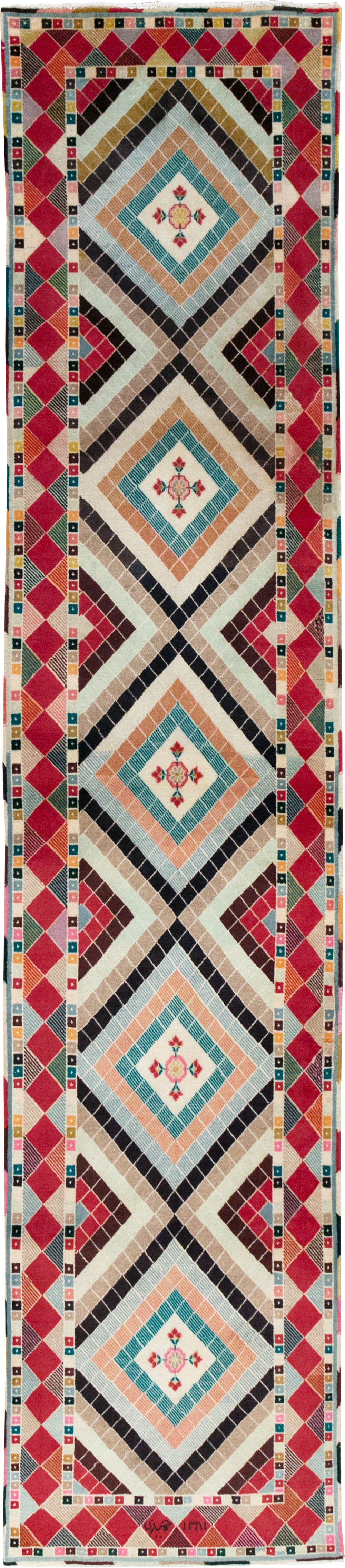 Vintage Persian Mashad Runner, No.28068 - Staging