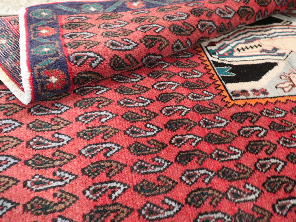 Vintage Pictorial Senneh Rug, No.28073 - Staging