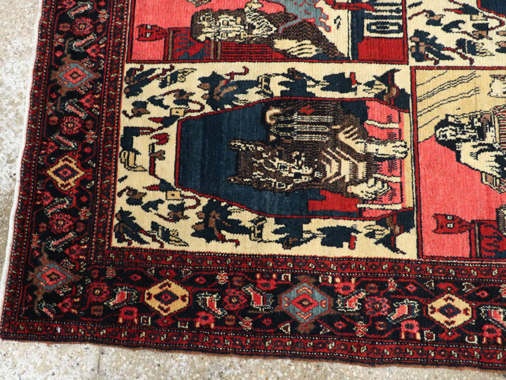 Vintage Persian Senneh  Pictorial Rug, No.28074 - Staging