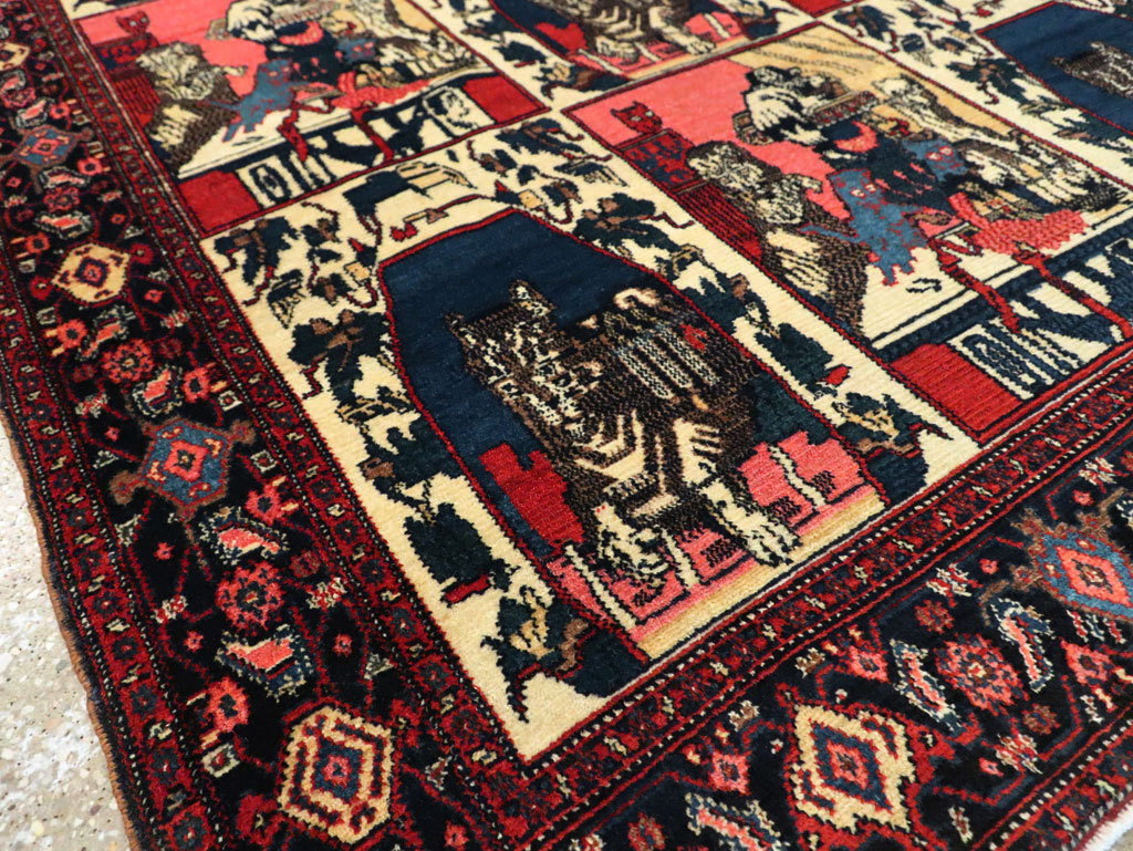 Vintage Persian Senneh  Pictorial Rug, No.28074 - Staging