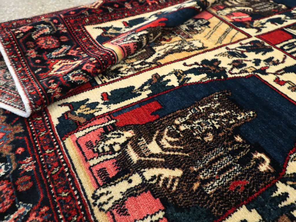 Vintage Persian Senneh  Pictorial Rug, No.28074 - Staging