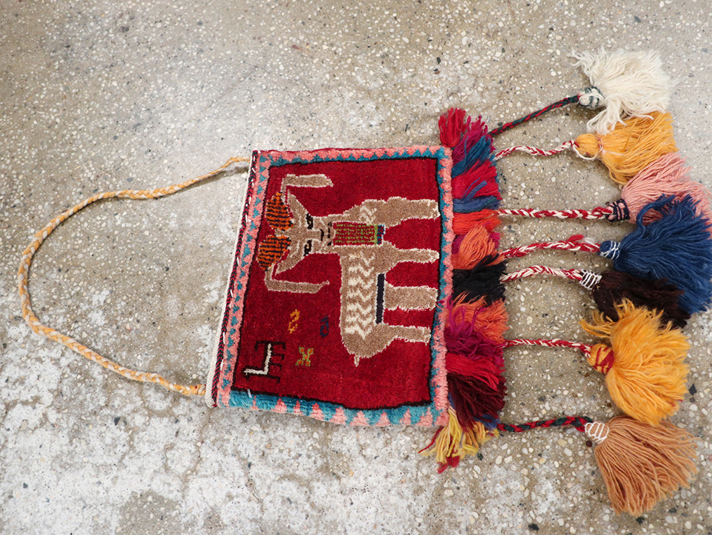 Vintage Persian Shiraz Bag Face, No.28075 - Staging