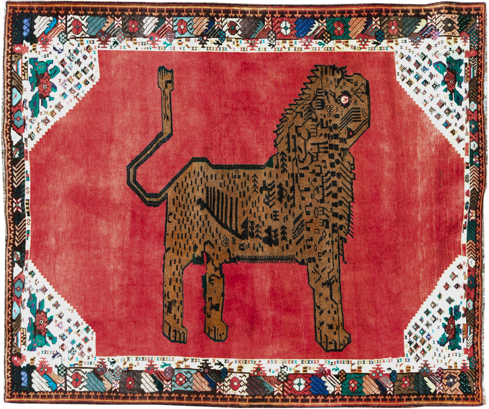 Vintage Pictorial Gabbeh Rug, No.28076 - Staging