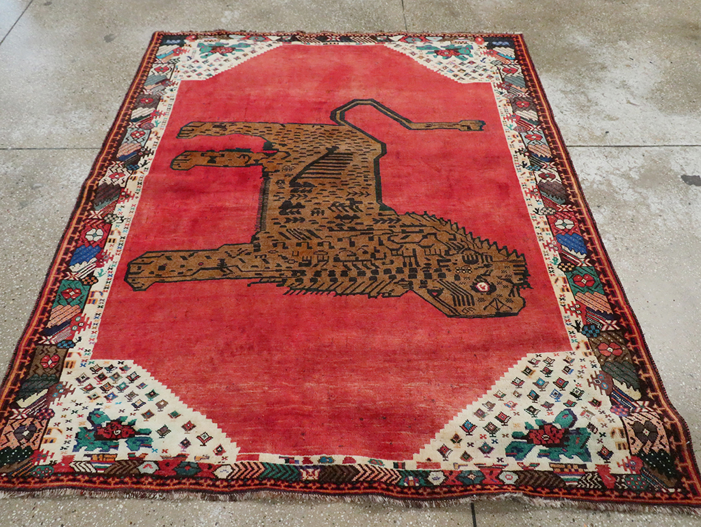 Vintage Pictorial Gabbeh Rug, No.28076 - Staging