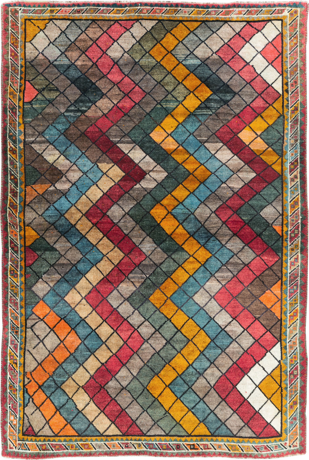 Vintage Persian Gabbeh Rug, No.28077 - Staging