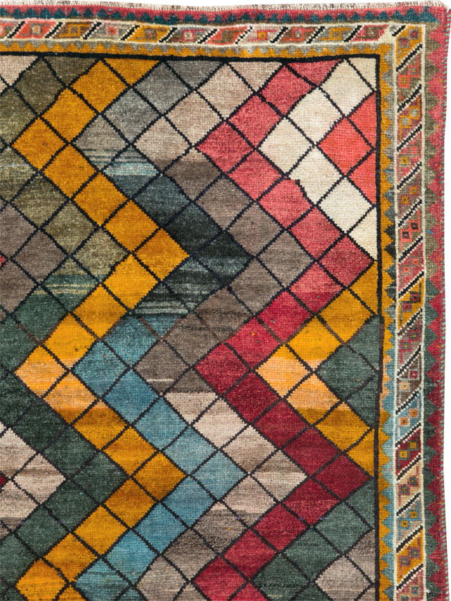 Vintage Persian Gabbeh Rug, No.28077 - Staging