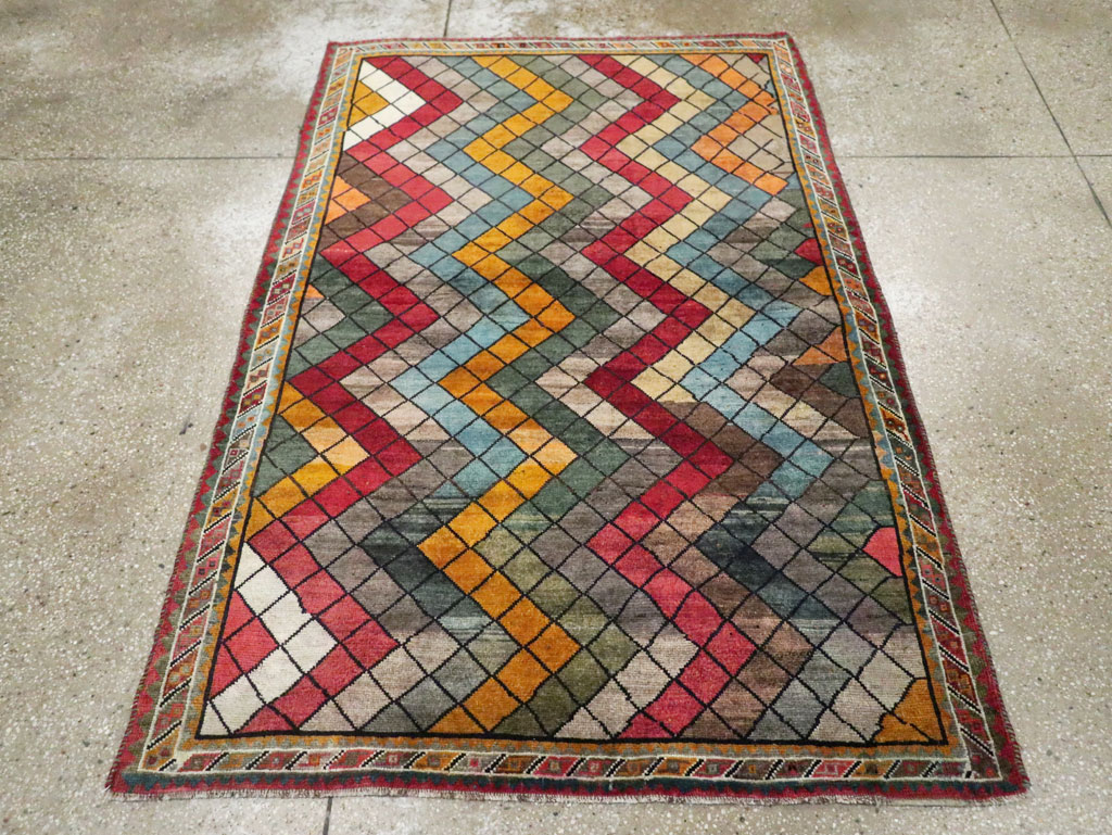 Vintage Persian Gabbeh Rug, No.28077 - Staging