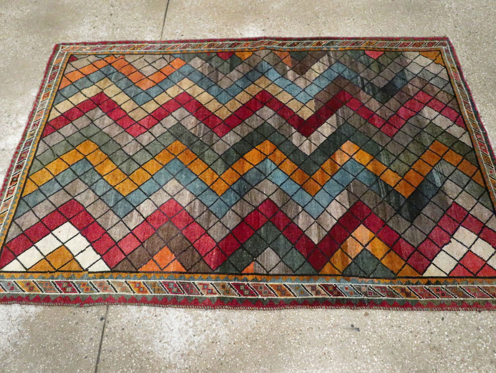 Vintage Persian Gabbeh Rug, No.28077 - Staging