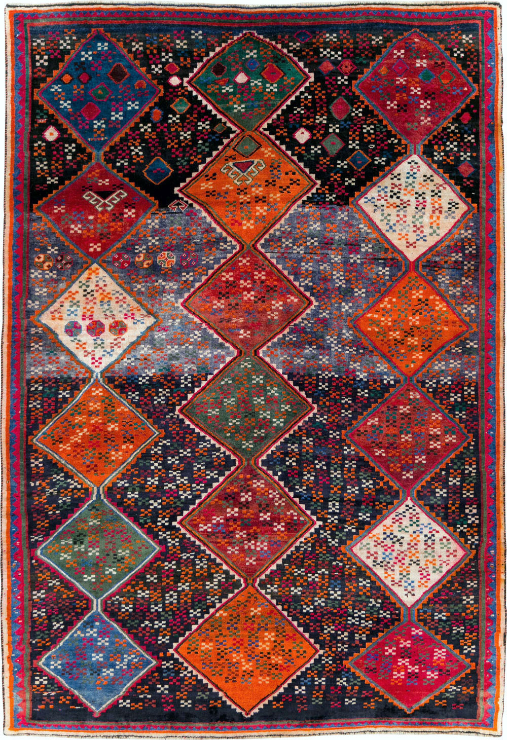 Vintage Persian Shiraz Accent Rug, No.28079 - Staging