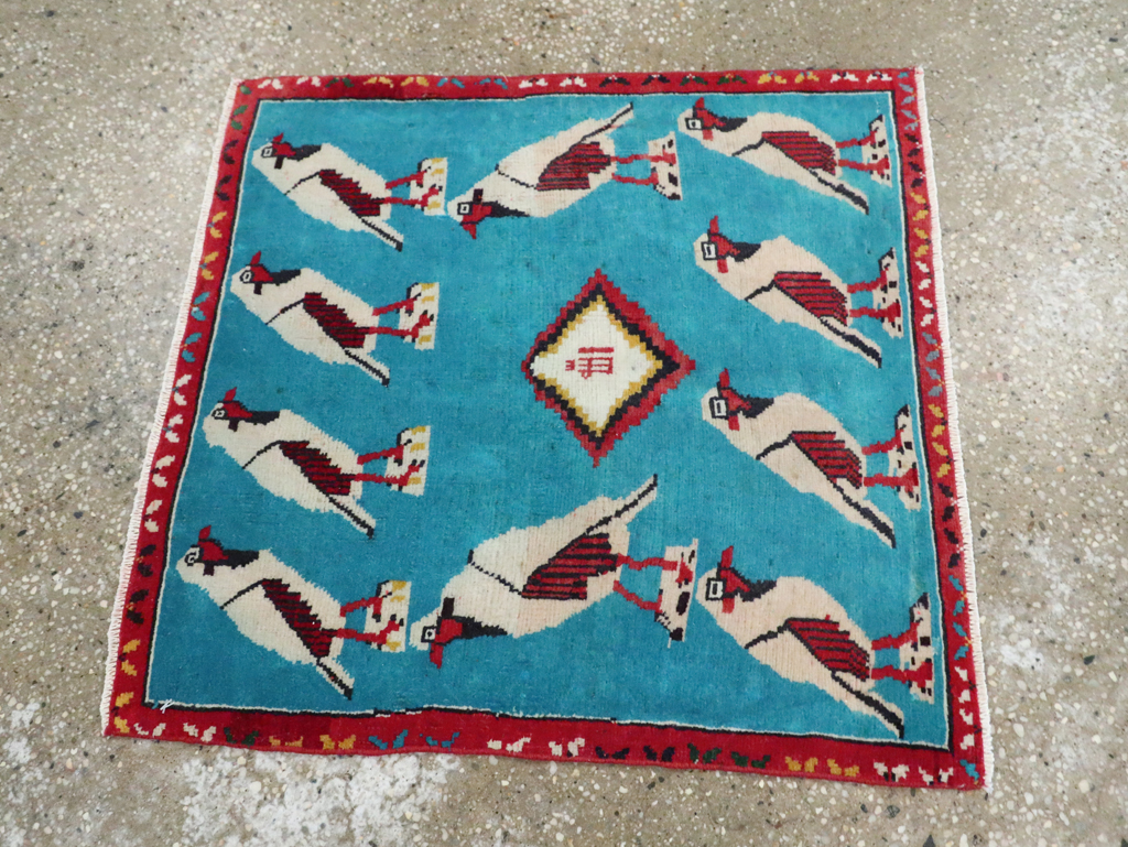 Vintage Persian Shiraz Pictorial Rug, No.28080 - Staging