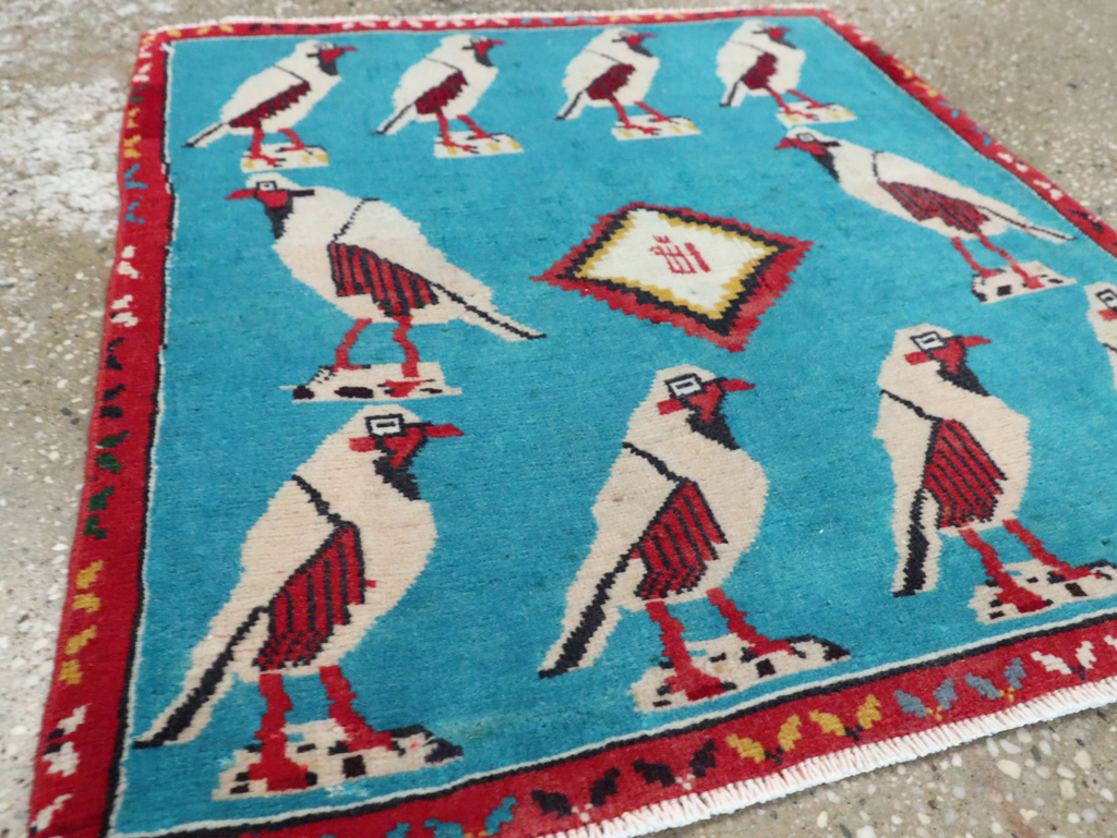 Vintage Persian Shiraz Pictorial Rug, No.28080 - Staging