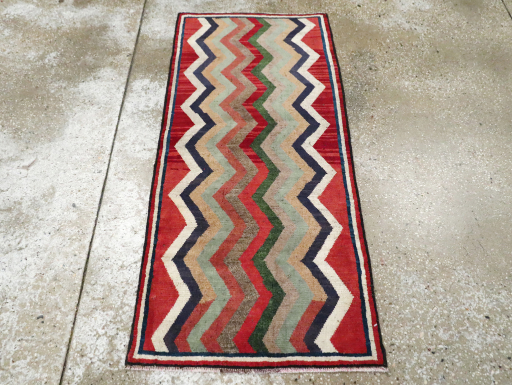 Vintage Persian Gabbeh Throw Rug, No.28083 - Staging