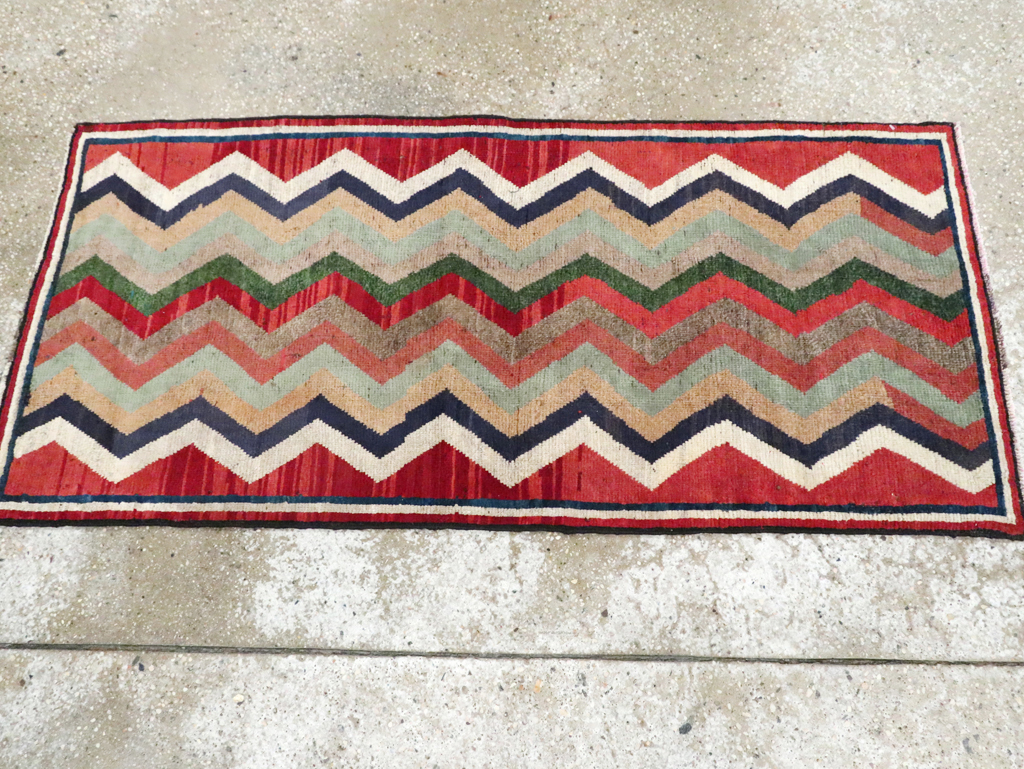 Vintage Persian Gabbeh Throw Rug, No.28083 - Staging