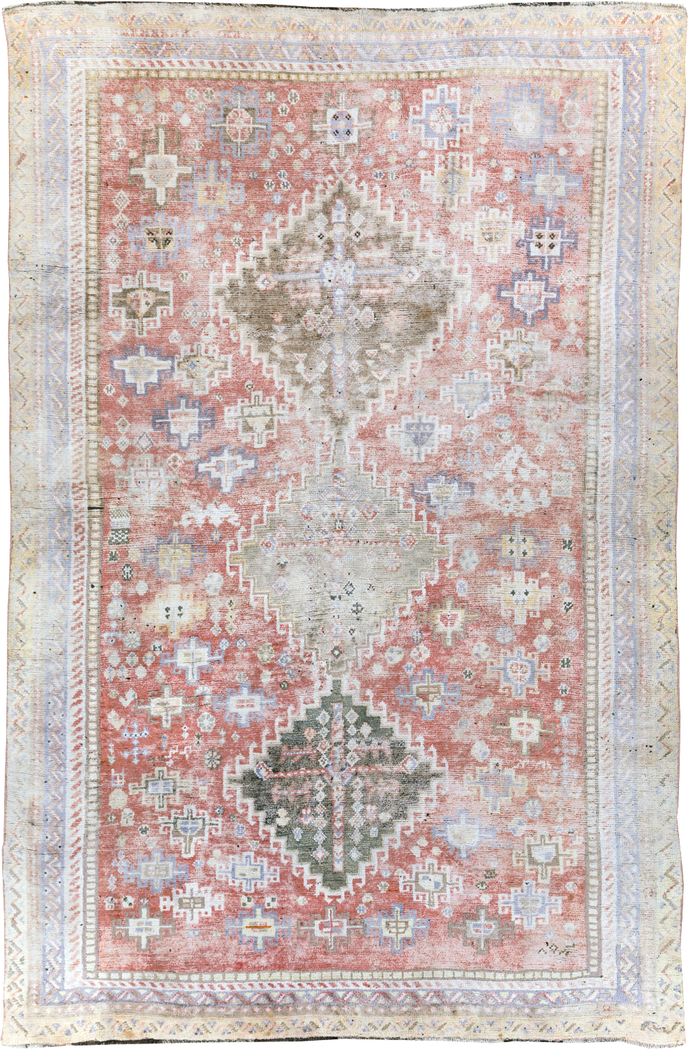 Vintage Persian Cotton Shiraz Accent Rug, No.28086 - Staging