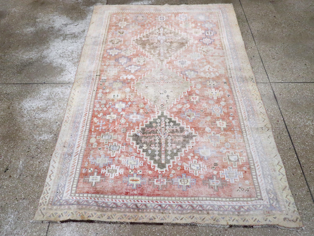 Vintage Persian Cotton Shiraz Accent Rug, No.28086 - Staging