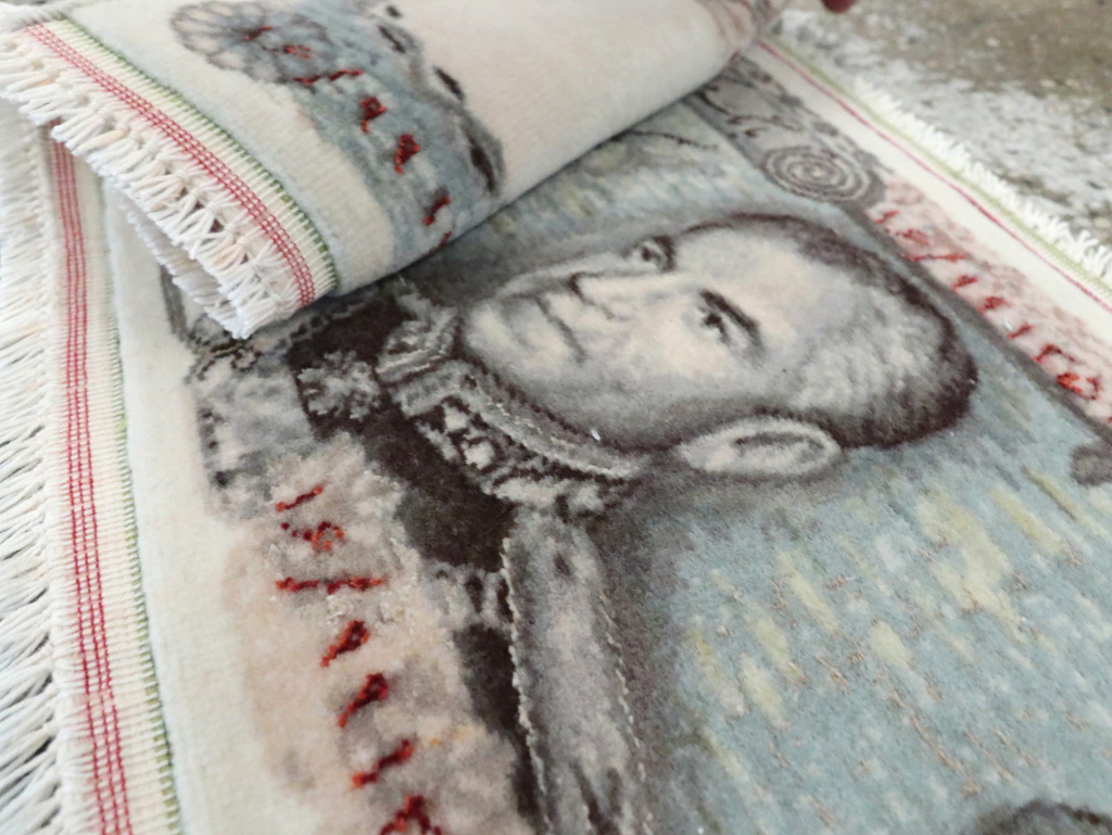 Vintage Persian Tabriz Pictorial Rug, No.28090 - Staging