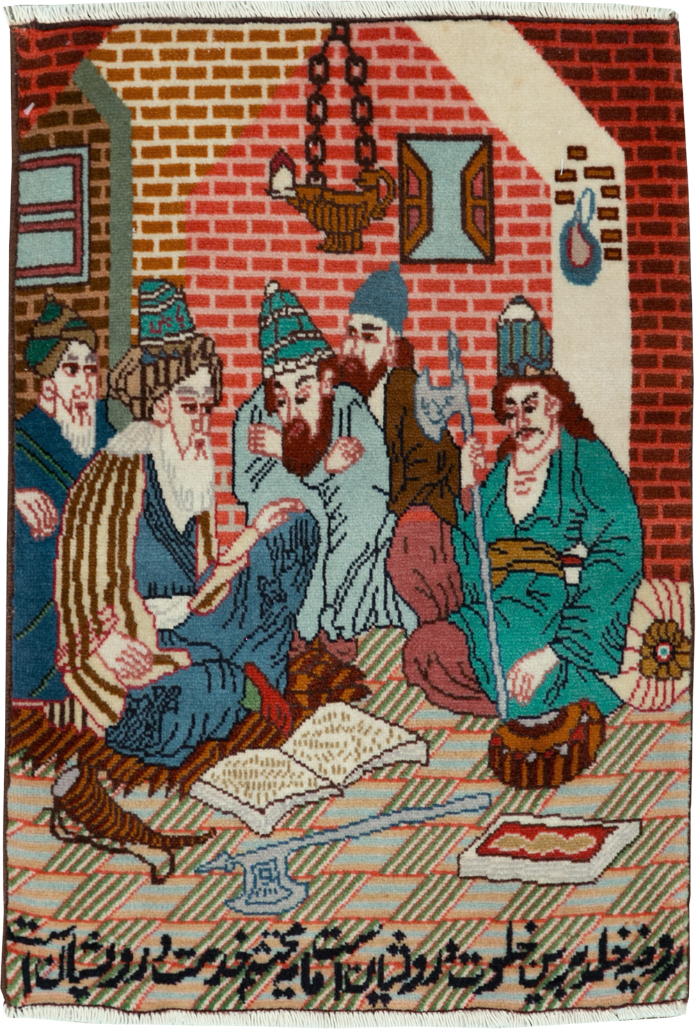 Vintage Persian Tabriz Pictorial Rug, No.28091 - Staging