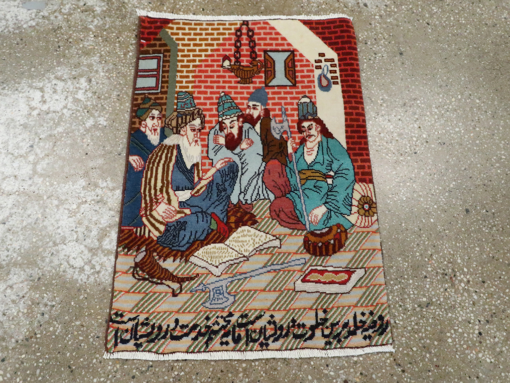 Vintage Persian Tabriz Pictorial Rug (Pair: 2 of 2), No.28091 - Staging