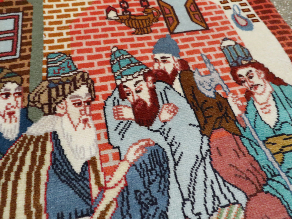 Vintage Persian Tabriz Pictorial Rug (Pair: 2 of 2), No.28091 - Staging