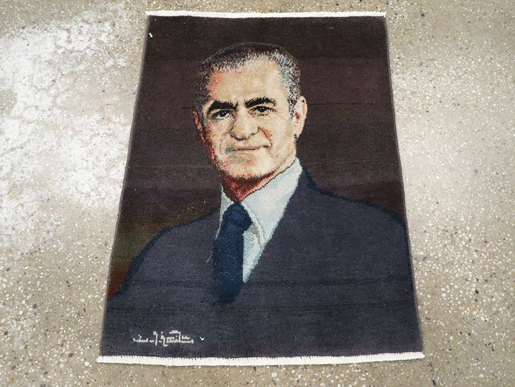 Vintage Persian Tabriz Pictorial Rug, No.28092 - Staging