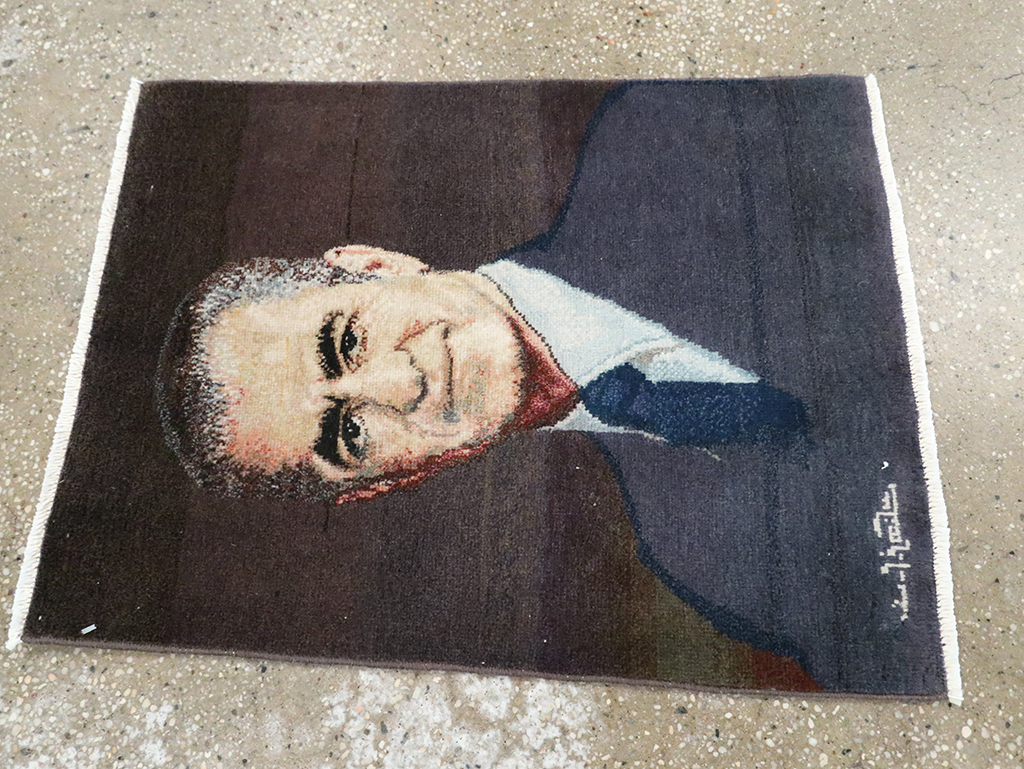 Vintage Persian Tabriz Pictorial Rug, No.28092 - Staging