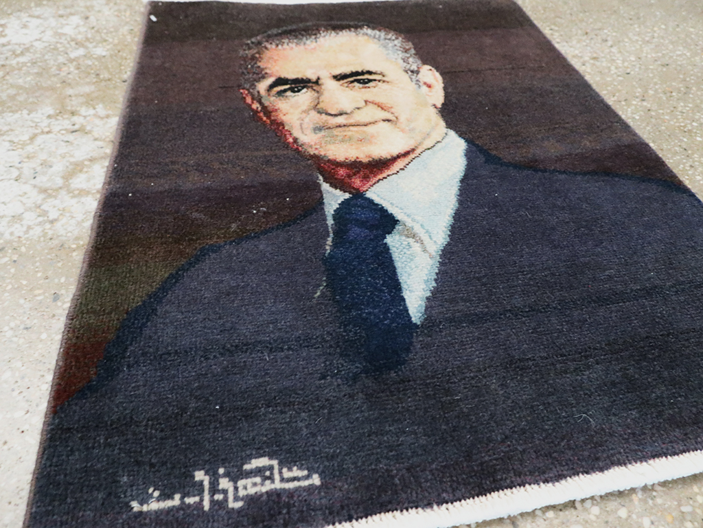 Vintage Persian Tabriz Pictorial Rug, No.28092 - Staging