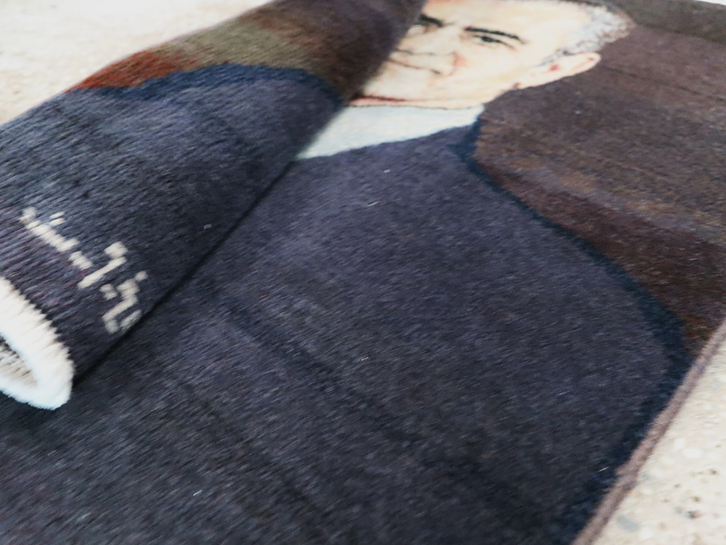 Vintage Persian Tabriz Pictorial Rug, No.28092 - Staging