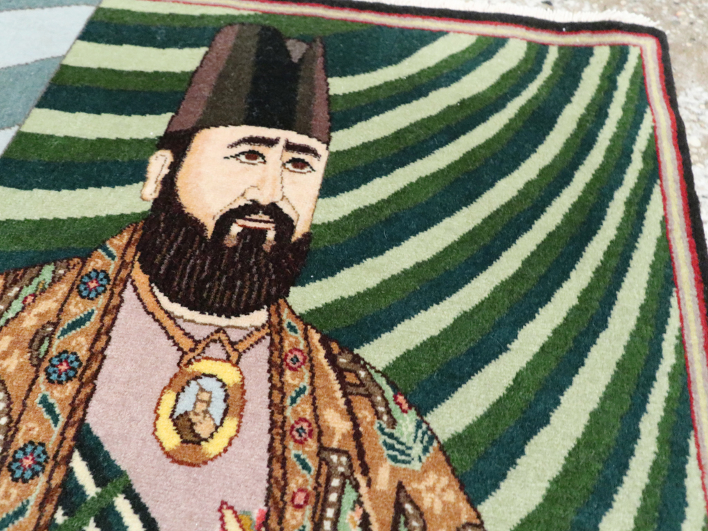 Vintage Persian Tabriz Pictorial Rug (Pair: 1 of 2), No.28093 - Staging