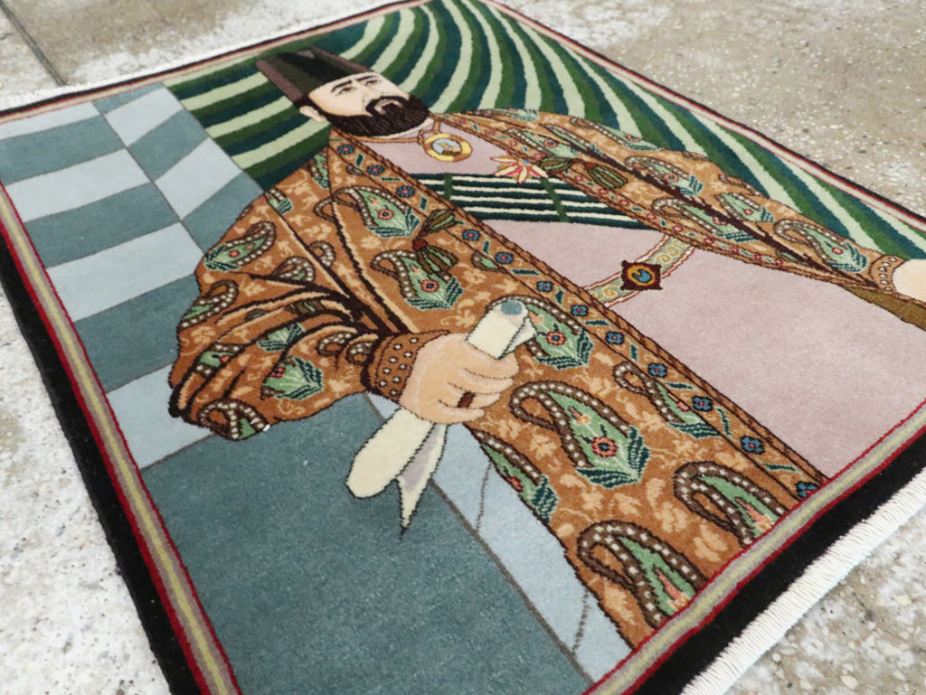 Vintage Persian Tabriz Pictorial Rug (Pair: 1 of 2), No.28093 - Staging