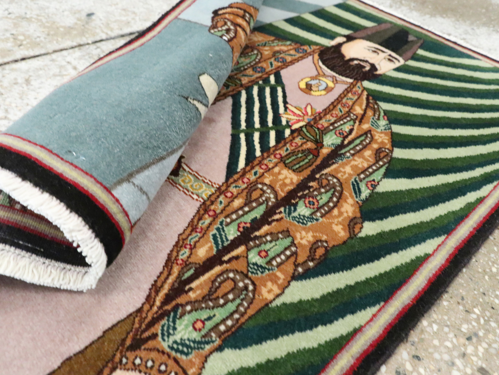 Vintage Persian Tabriz Pictorial Rug (Pair: 1 of 2), No.28093 - Staging