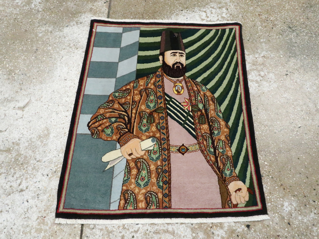 Vintage Persian Tabriz Pictorial Rug (Pair: 2 of 2), No.28094 - Staging