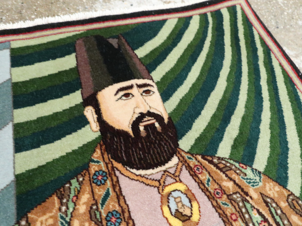 Vintage Persian Tabriz Pictorial Rug (Pair: 2 of 2), No.28094 - Staging