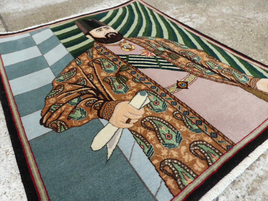 Vintage Persian Tabriz Pictorial Rug (Pair: 2 of 2), No.28094 - Staging