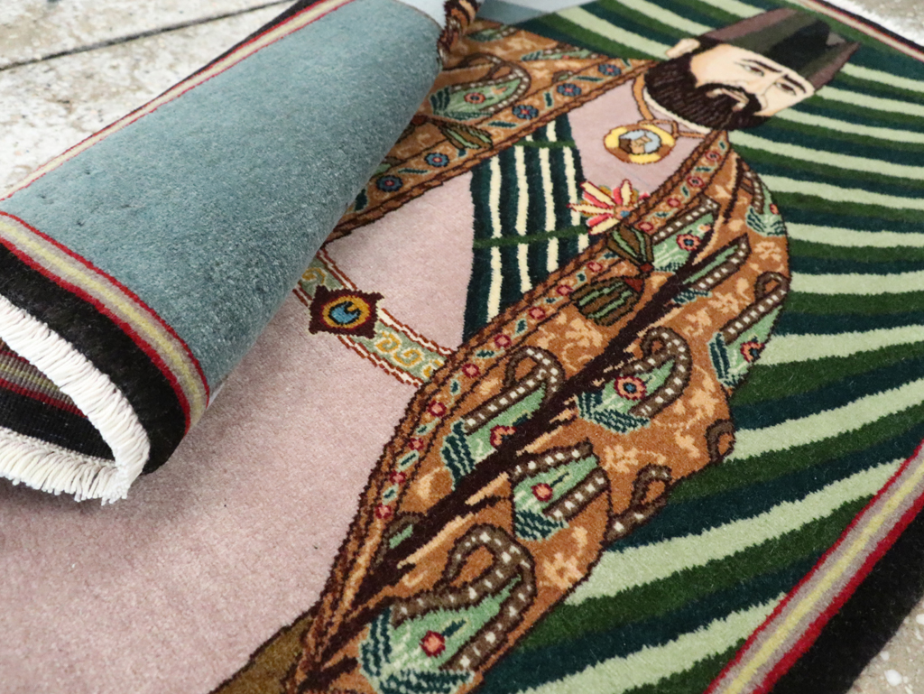 Vintage Persian Tabriz Pictorial Rug (Pair: 2 of 2), No.28094 - Staging