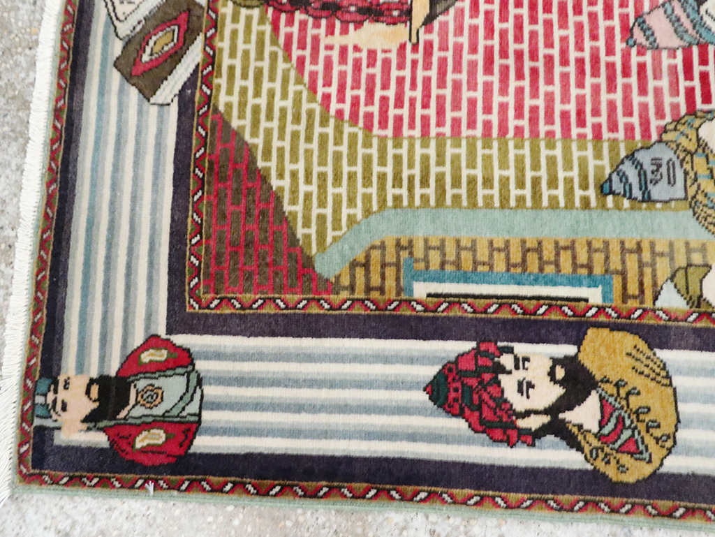 Vintage Persian Tabriz Rug, No.28095 - Staging