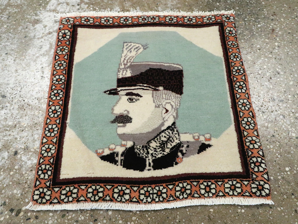 Vintage Persian Tabriz Pictorial Rug, No.28097 - Staging