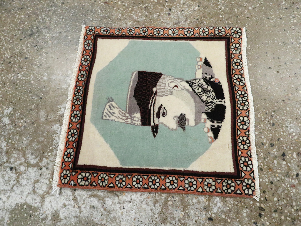 Vintage Persian Tabriz Pictorial Rug, No.28097 - Staging