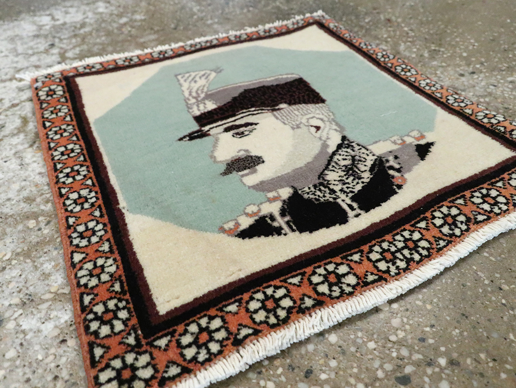 Vintage Persian Tabriz Pictorial Rug, No.28097 - Staging