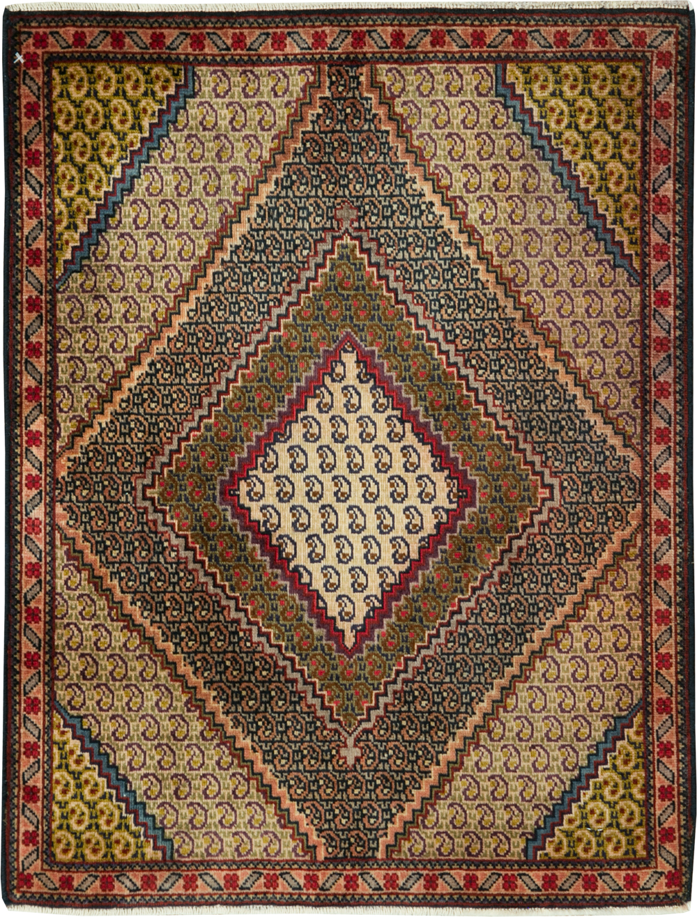 Vintage Persian Tabriz Throw Rug, No.28099 - Staging