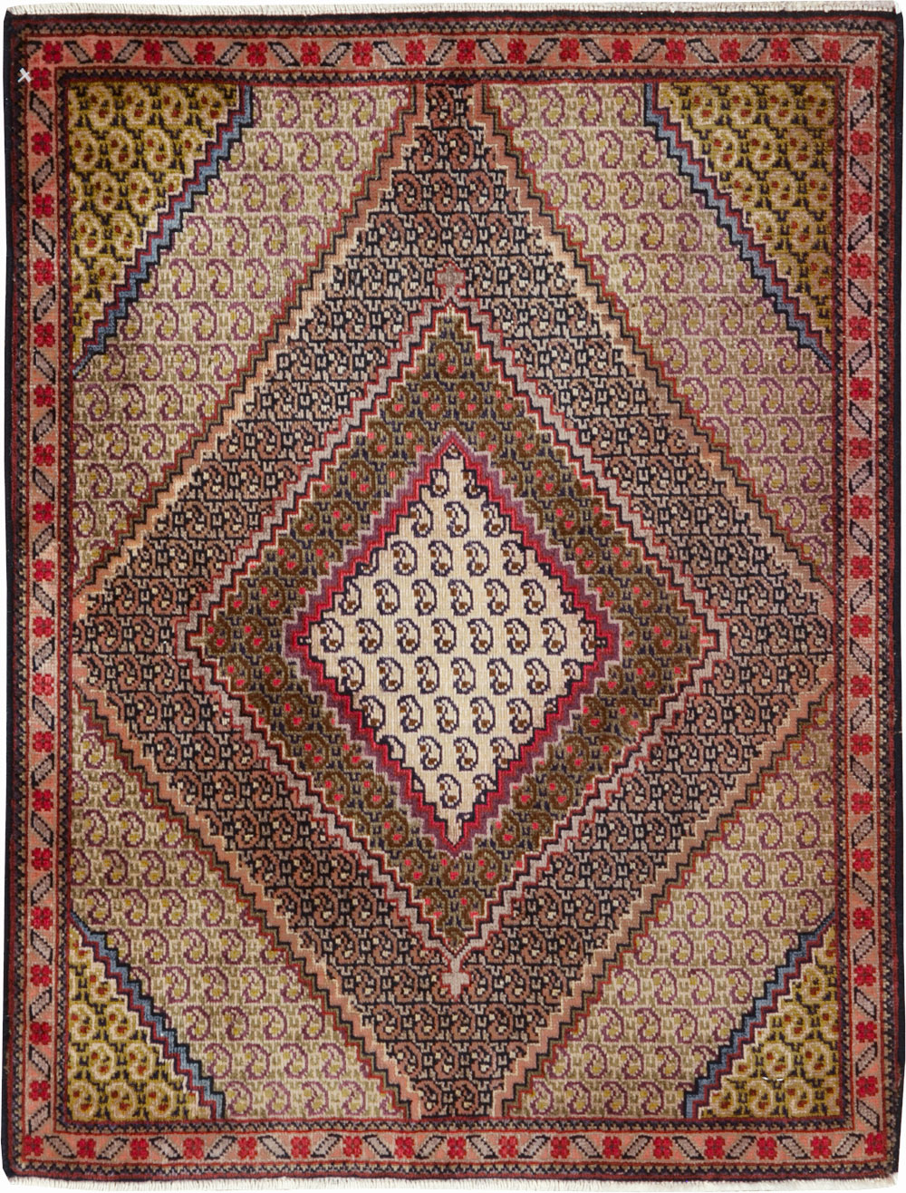 Vintage Persian Tabriz Throw Rug, No.28099 - Staging
