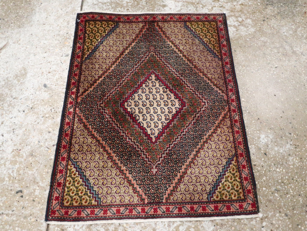 Vintage Persian Tabriz Throw Rug, No.28099 - Staging