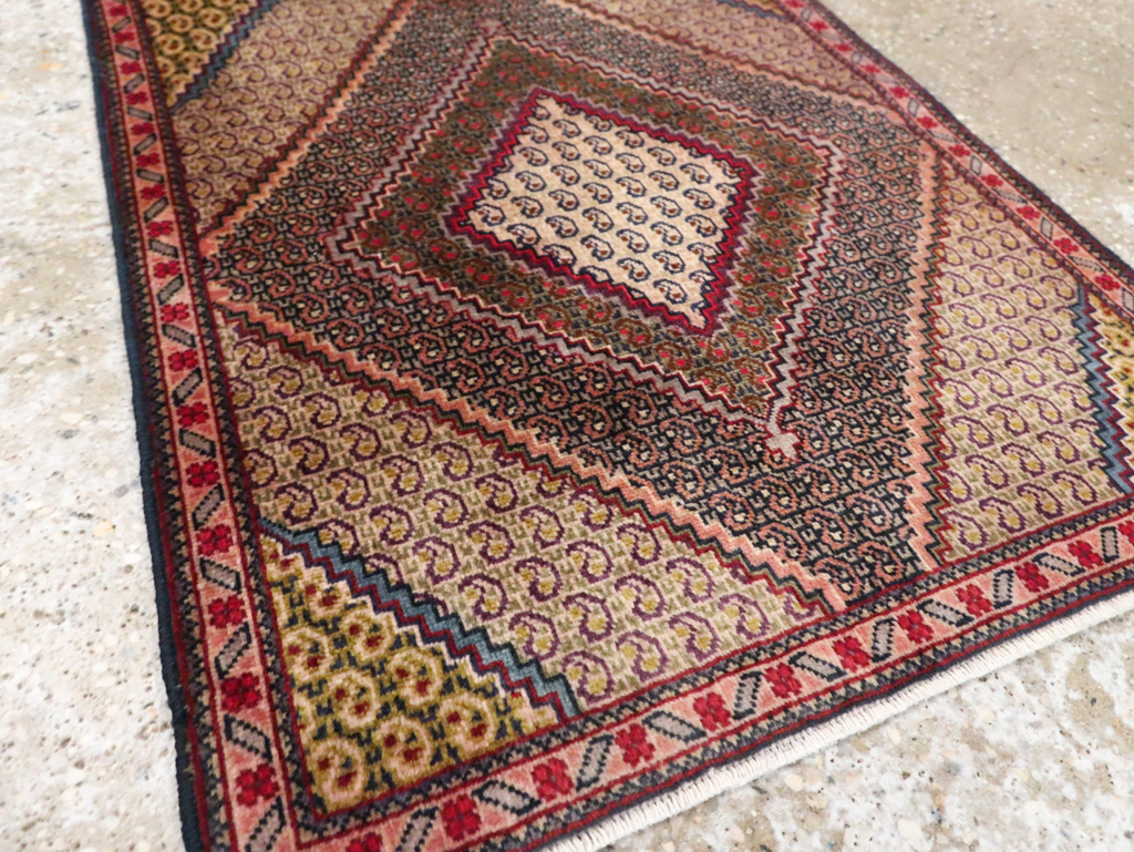 Vintage Persian Tabriz Throw Rug, No.28099 - Staging