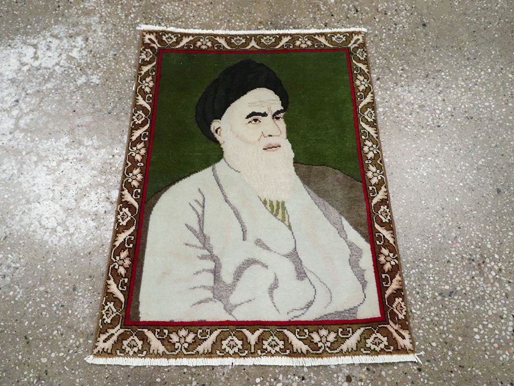 Vintage Persian Tabriz Pictorial Rug, No.28100 - Staging