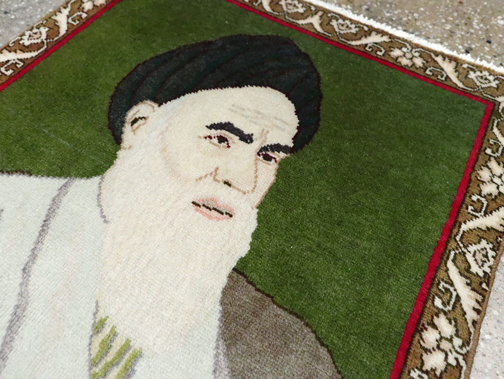 Vintage Persian Tabriz Pictorial Rug, No.28100 - Staging