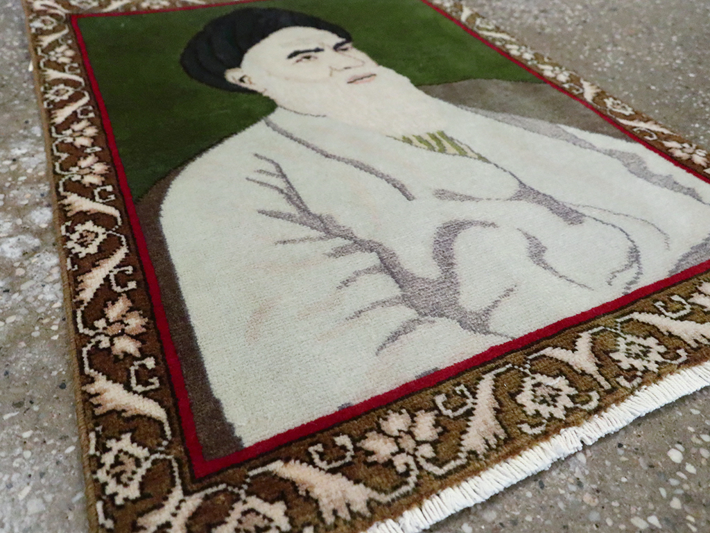 Vintage Persian Tabriz Pictorial Rug, No.28100 - Staging