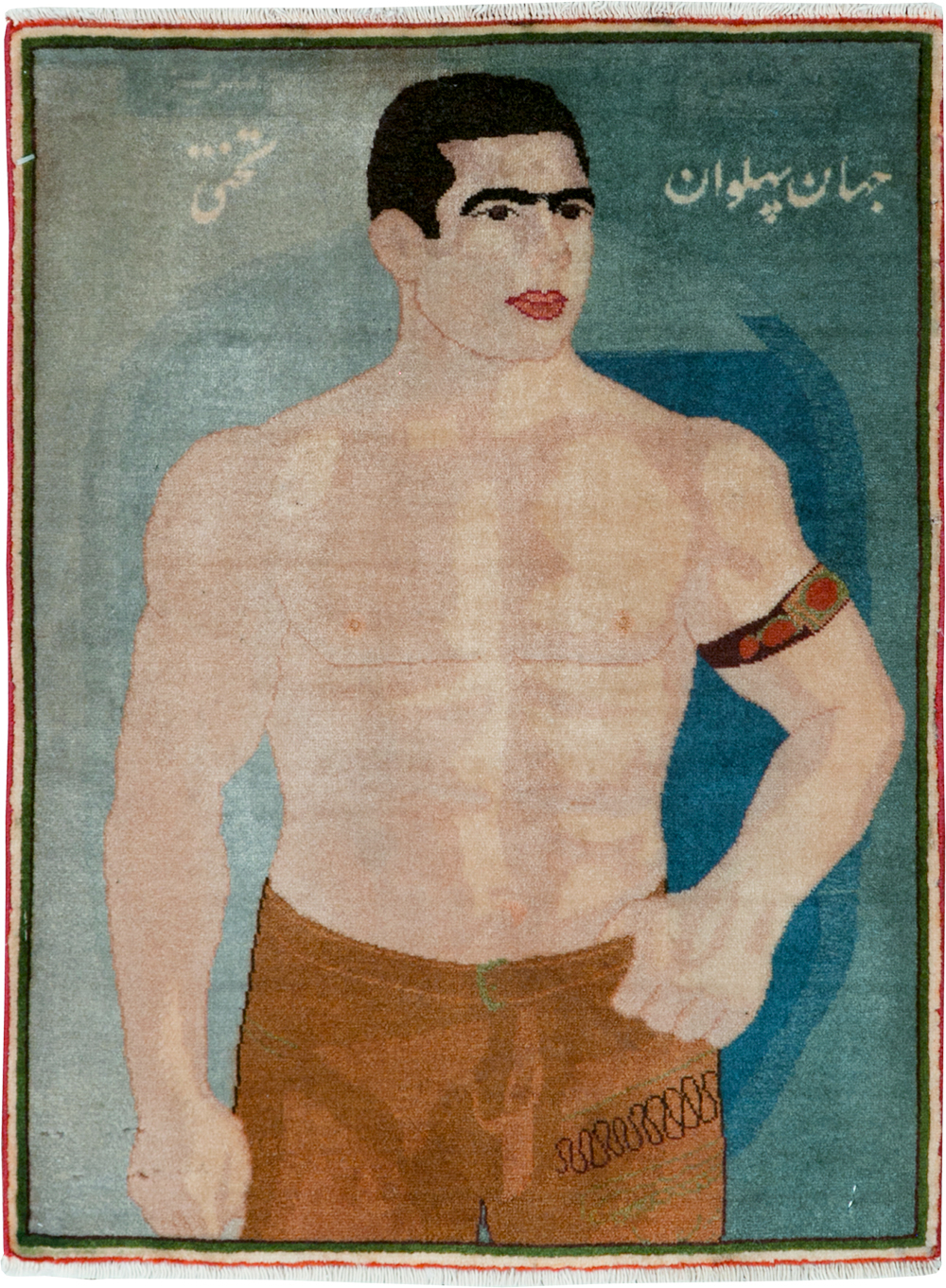 Vintage Persian Tabriz Pictorial Rug, No.28101 - Staging