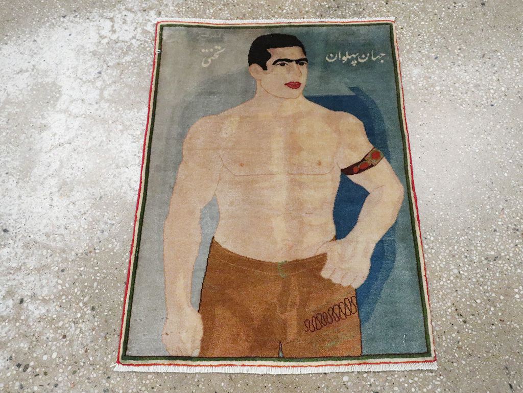 Vintage Persian Tabriz Pictorial Rug, No.28101 - Staging