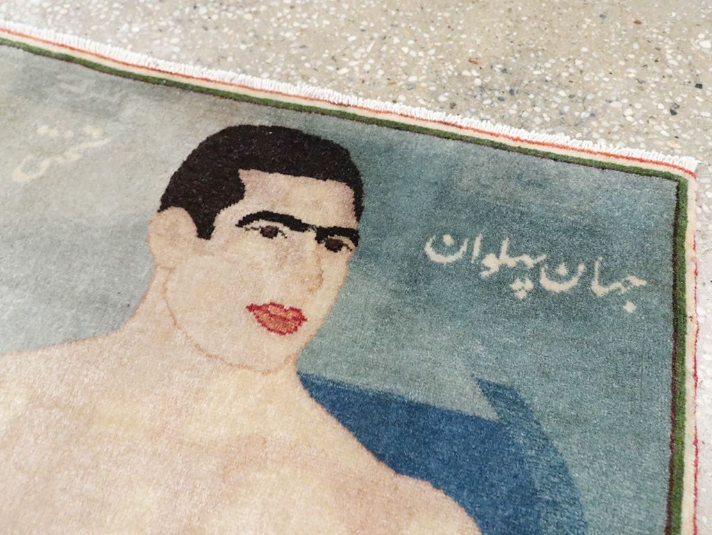 Vintage Persian Tabriz Pictorial Rug, No.28101 - Staging