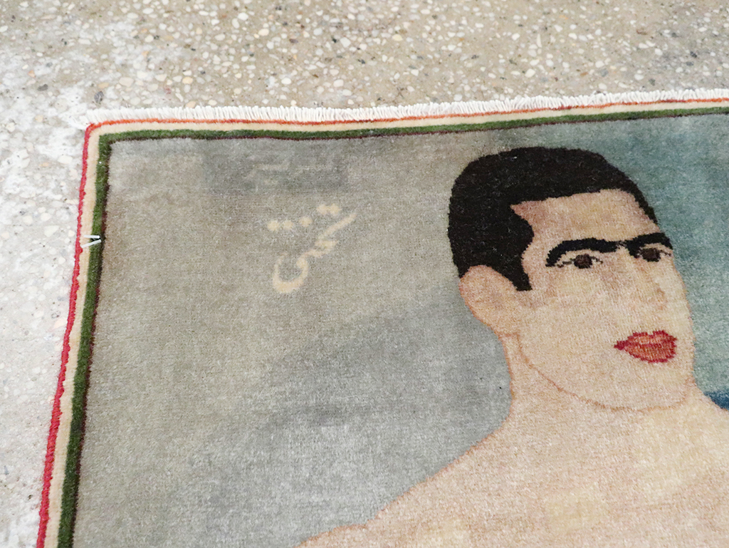 Vintage Persian Tabriz Pictorial Rug, No.28101 - Staging